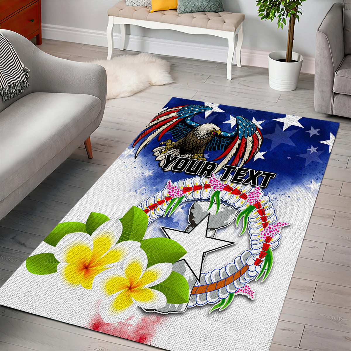 Custom Northern Mariana Islands Commonwealth Covenant Day Area Rug Plumeria Flower Splash Style LT03 - Polynesian Pride