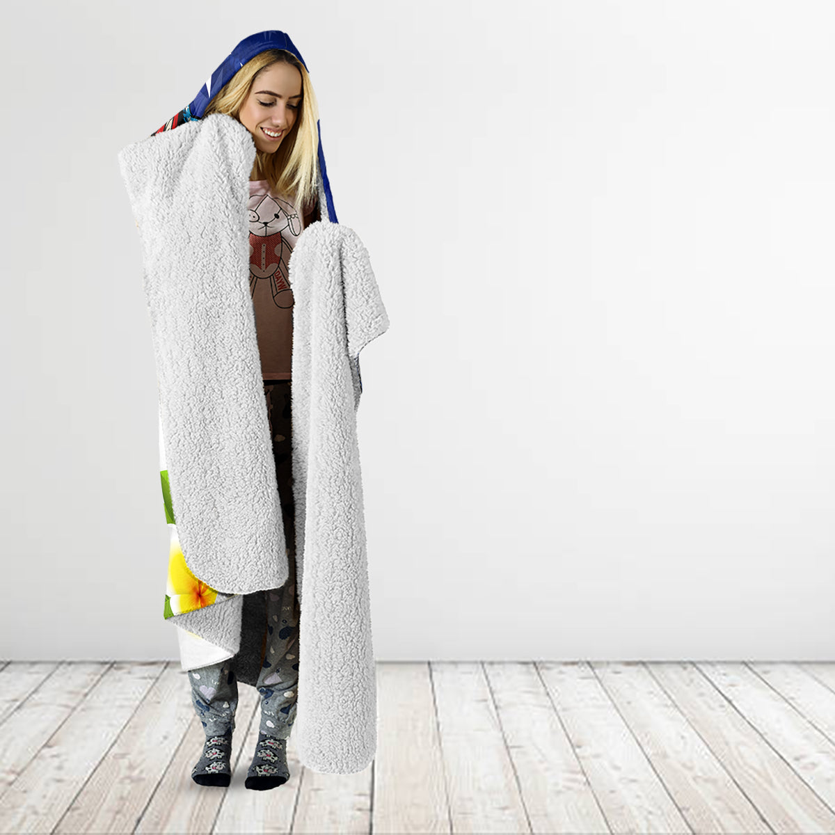 Custom Northern Mariana Islands Commonwealth Covenant Day Hooded Blanket Plumeria Flower Splash Style LT03 - Polynesian Pride