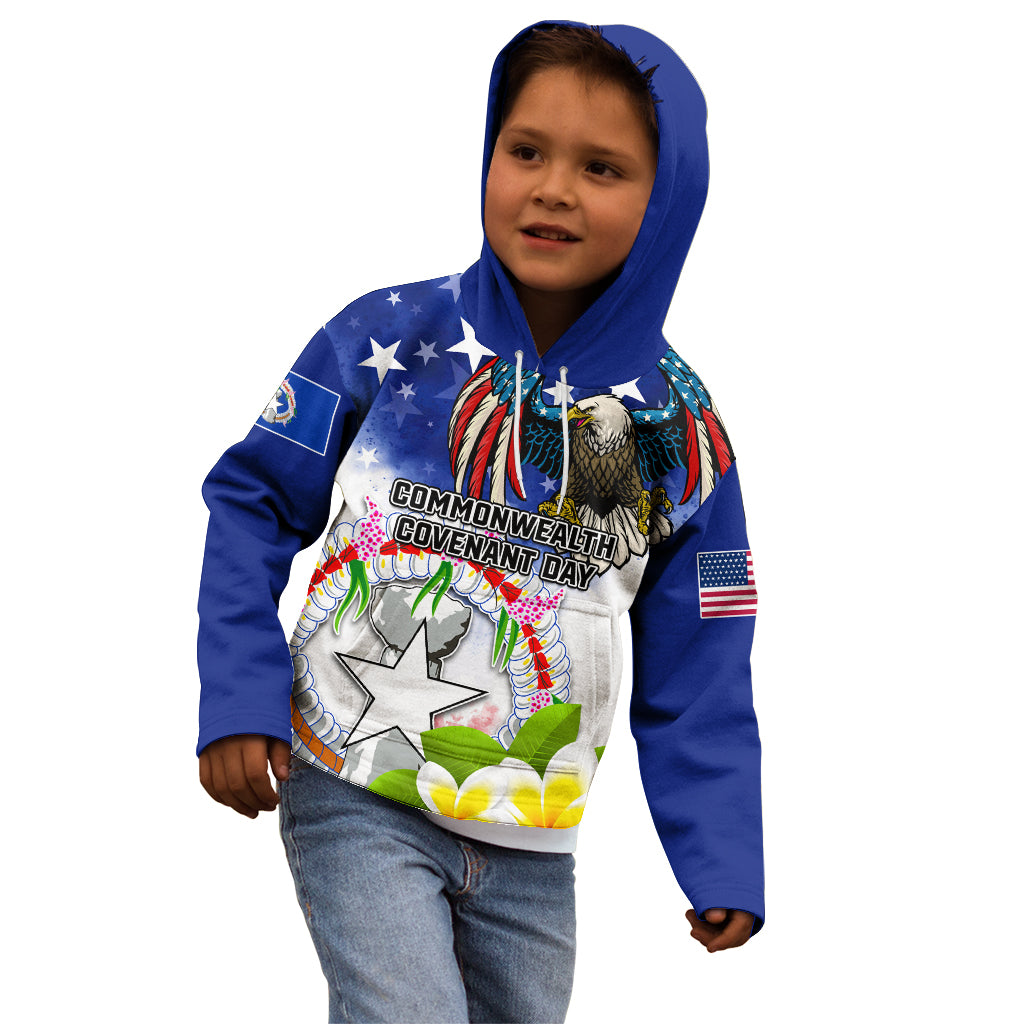 Custom Northern Mariana Islands Commonwealth Covenant Day Kid Hoodie Plumeria Flower Splash Style LT03 - Polynesian Pride