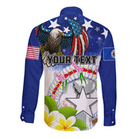 Custom Northern Mariana Islands Commonwealth Covenant Day Long Sleeve Button Shirt Plumeria Flower Splash Style LT03 - Polynesian Pride