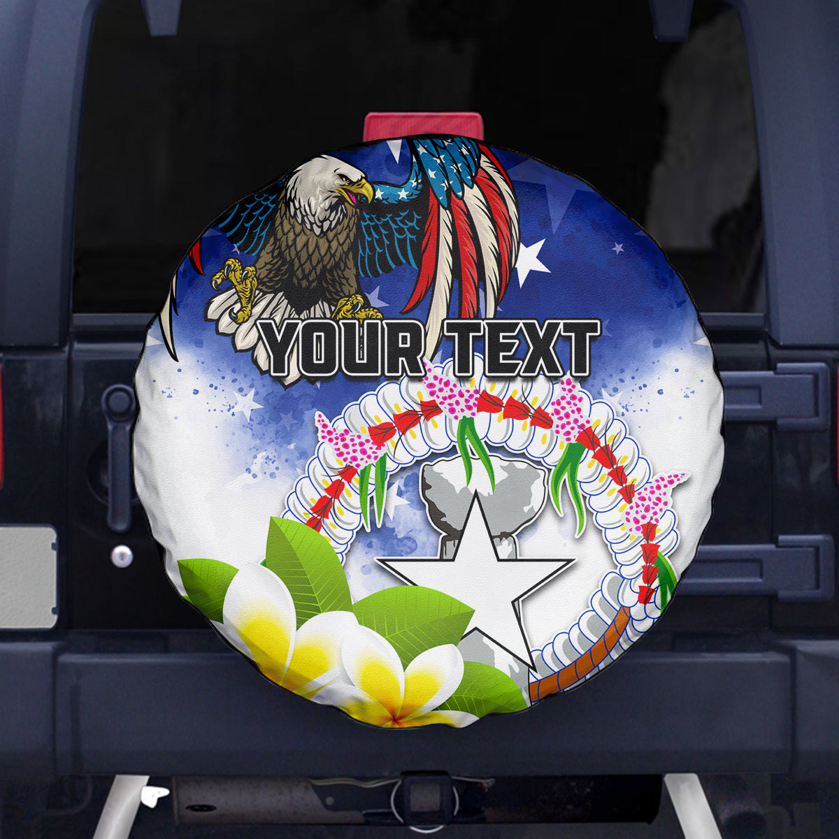 Custom Northern Mariana Islands Commonwealth Covenant Day Spare Tire Cover Plumeria Flower Splash Style LT03 - Polynesian Pride