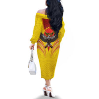 American Samoa Fautasi Race Family Matching Off The Shoulder Long Sleeve Dress and Hawaiian Shirt Pago Pago-Aeto Samoan Tattoo and Eagle