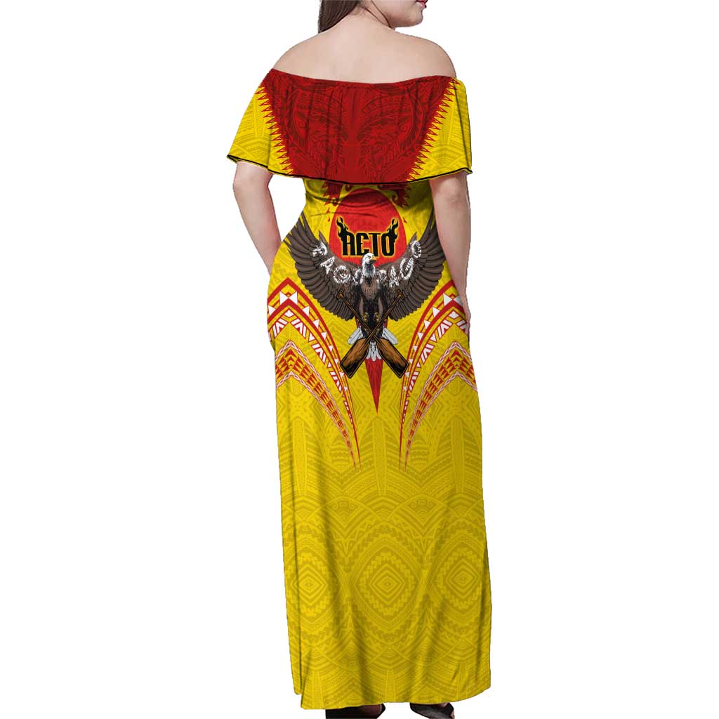 American Samoa Fautasi Race Family Matching Off Shoulder Maxi Dress and Hawaiian Shirt Pago Pago-Aeto Samoan Tattoo and Eagle