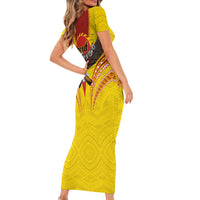 American Samoa Fautasi Race Family Matching Short Sleeve Bodycon Dress and Hawaiian Shirt Pago Pago-Aeto Samoan Tattoo and Eagle
