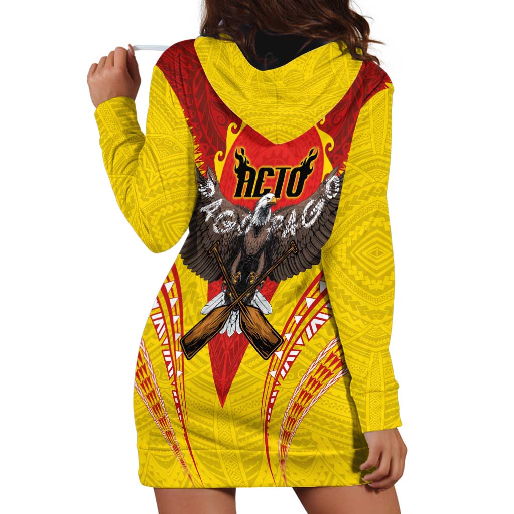 American Samoa Fautasi Race Hoodie Dress Pago Pago-Aeto Samoan Tattoo and Eagle LT03 - Polynesian Pride