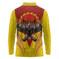 American Samoa Fautasi Race Long Sleeve Polo Shirt Pago Pago-Aeto Samoan Tattoo and Eagle LT03 - Polynesian Pride