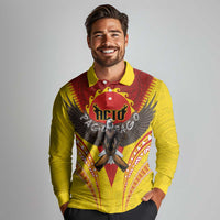 American Samoa Fautasi Race Long Sleeve Polo Shirt Pago Pago-Aeto Samoan Tattoo and Eagle LT03 - Polynesian Pride