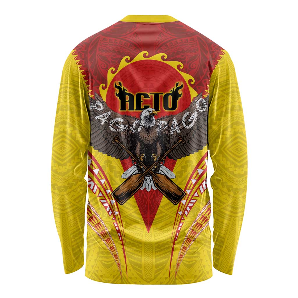 American Samoa Fautasi Race Long Sleeve Shirt Pago Pago-Aeto Samoan Tattoo and Eagle LT03 - Polynesian Pride