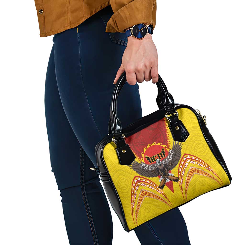 American Samoa Fautasi Race Shoulder Handbag Pago Pago-Aeto Samoan Tattoo and Eagle