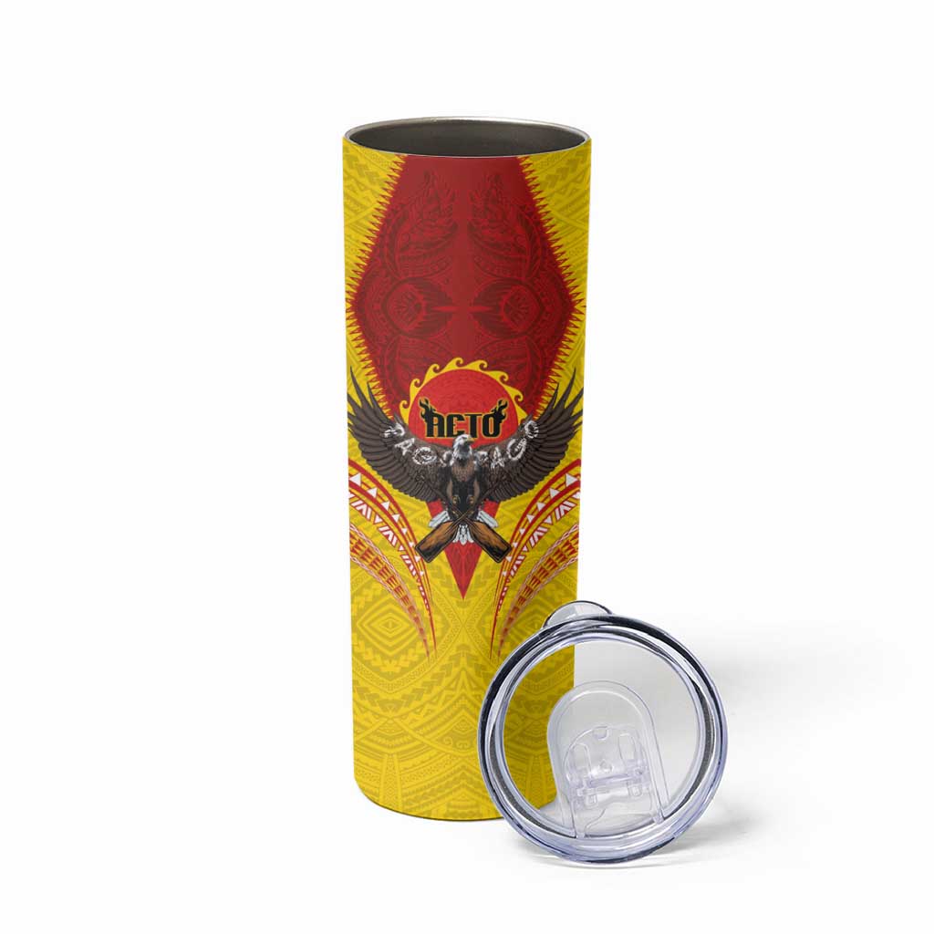 American Samoa Fautasi Race Skinny Tumbler Pago Pago-Aeto Samoan Tattoo and Eagle