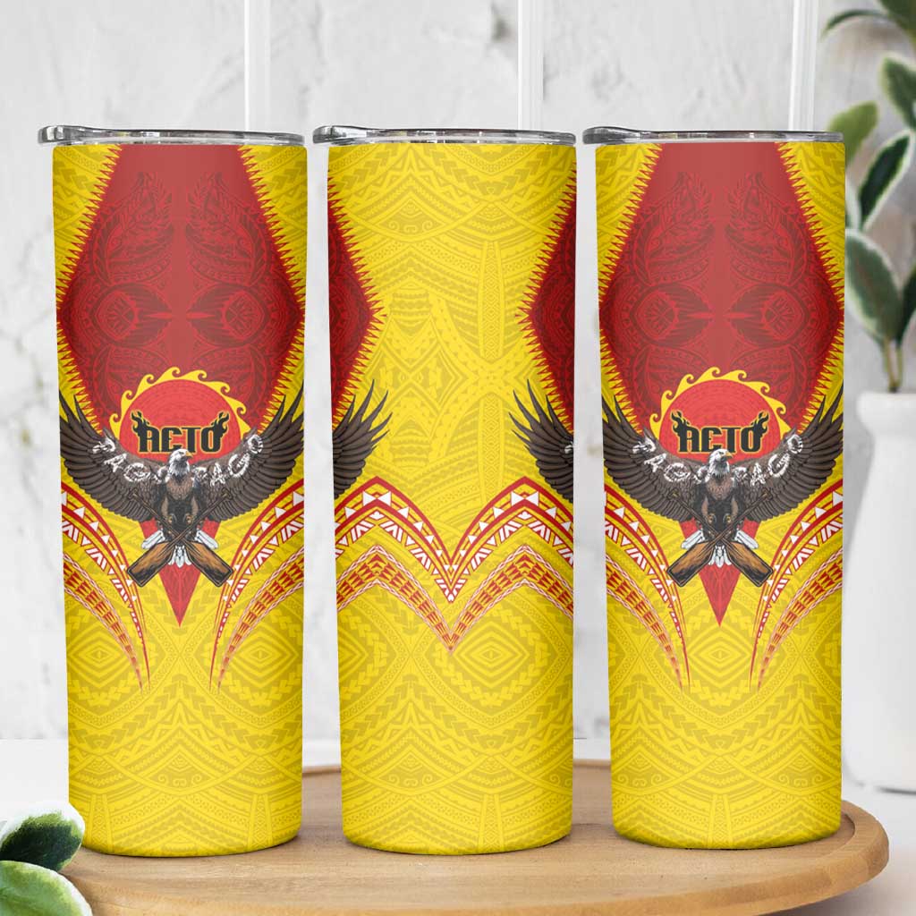 American Samoa Fautasi Race Skinny Tumbler Pago Pago-Aeto Samoan Tattoo and Eagle