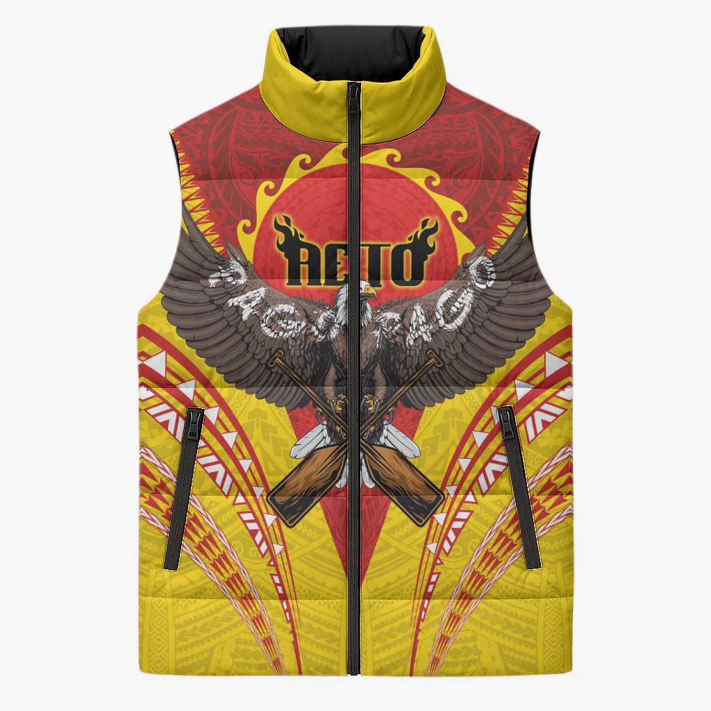American Samoa Fautasi Race Sleeveless Puffer Jacket Pago Pago-Aeto Samoan Tattoo and Eagle