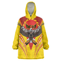 American Samoa Fautasi Race Wearable Blanket Hoodie Pago Pago-Aeto Samoan Tattoo and Eagle