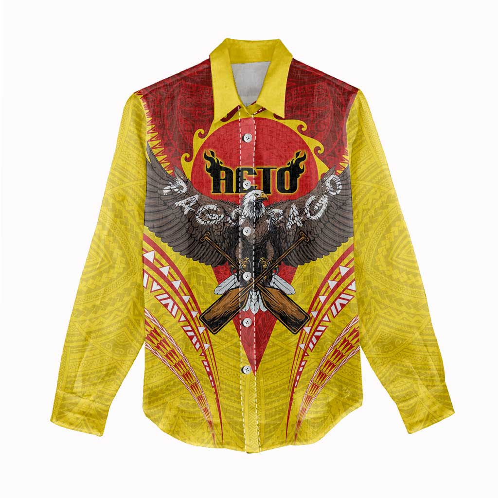 American Samoa Fautasi Race Women Casual Shirt Pago Pago-Aeto Samoan Tattoo and Eagle LT03 - Polynesian Pride