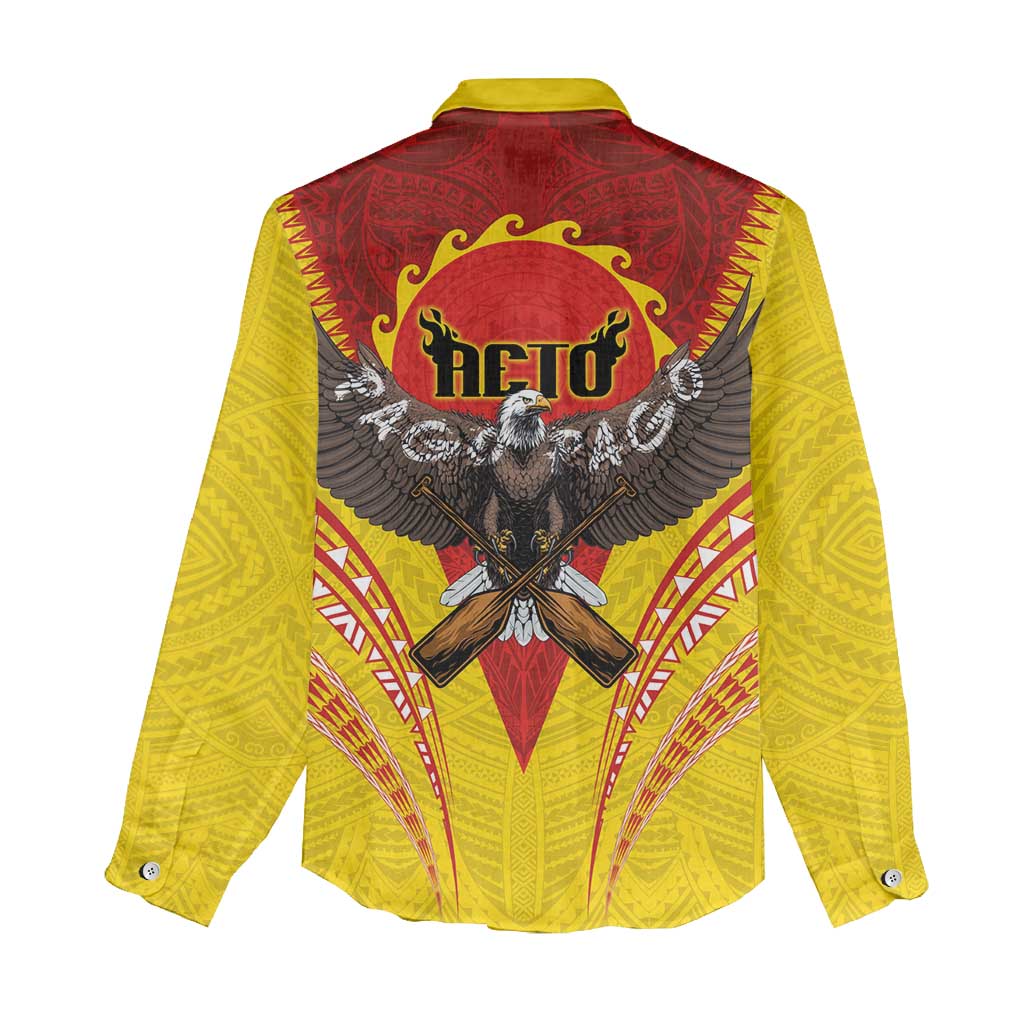 American Samoa Fautasi Race Women Casual Shirt Pago Pago-Aeto Samoan Tattoo and Eagle LT03 - Polynesian Pride