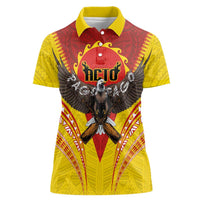 American Samoa Fautasi Race Women Polo Shirt Pago Pago-Aeto Samoan Tattoo and Eagle LT03 Female Yellow - Polynesian Pride