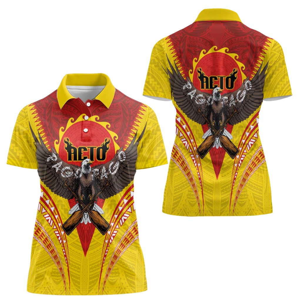 American Samoa Fautasi Race Women Polo Shirt Pago Pago-Aeto Samoan Tattoo and Eagle LT03 - Polynesian Pride