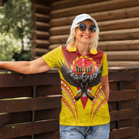 American Samoa Fautasi Race Women Polo Shirt Pago Pago-Aeto Samoan Tattoo and Eagle LT03 - Polynesian Pride