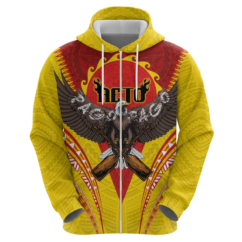 American Samoa Fautasi Race Zip Hoodie Pago Pago-Aeto Samoan Tattoo and Eagle