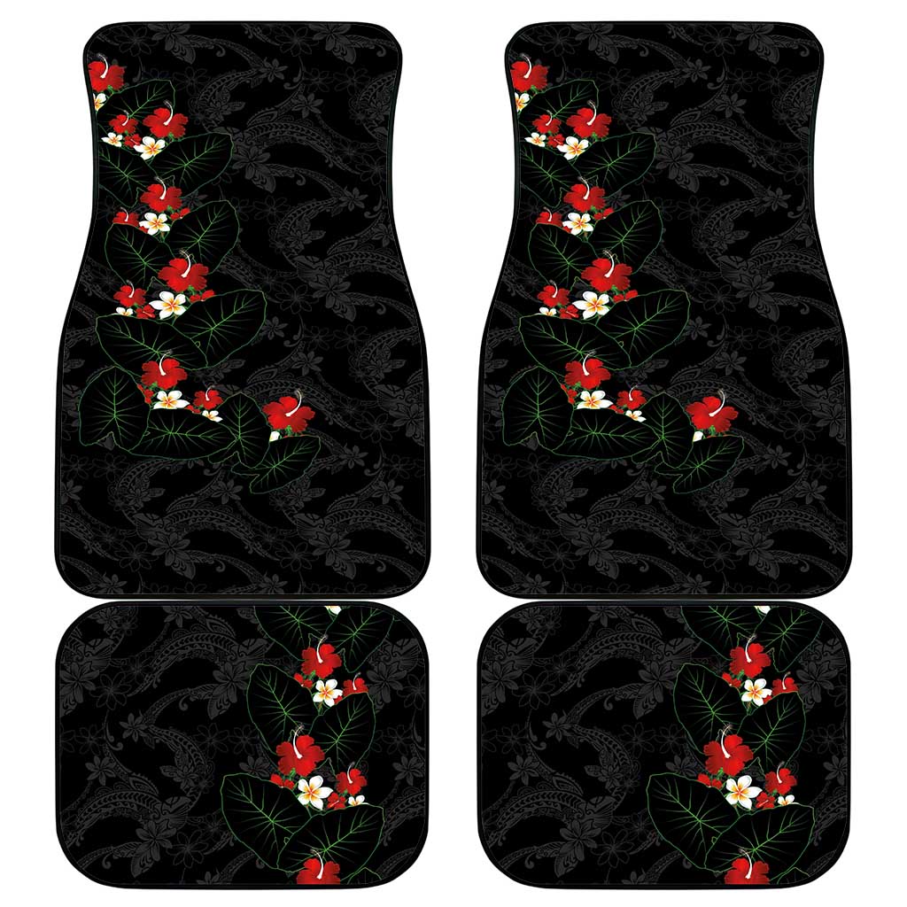 Hawaiian Taro Leaves-Hibiscus and Plumeria Car Mats Floral Tribal Tattoo Motif LT03 - Polynesian Pride