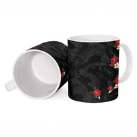 Hawaiian Taro Leaves-Hibiscus and Plumeria Ceramic Mug Floral Tribal Tattoo Motif LT03 - Polynesian Pride