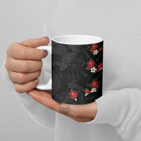 Hawaiian Taro Leaves-Hibiscus and Plumeria Ceramic Mug Floral Tribal Tattoo Motif LT03 - Polynesian Pride