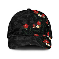 Hawaiian Taro Leaves-Hibiscus and Plumeria Classic Cap Floral Tribal Tattoo Motif