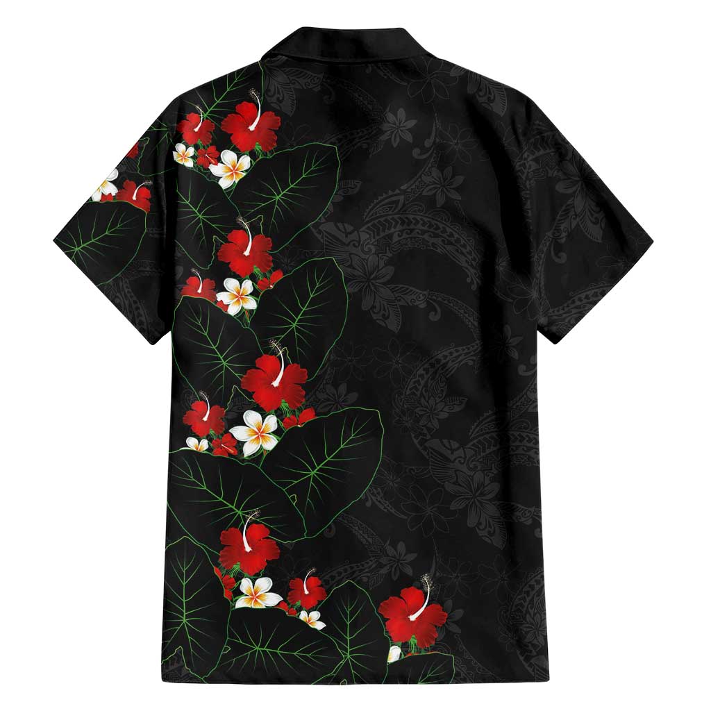 Hawaiian Taro Leaves-Hibiscus and Plumeria Family Matching Mermaid Dress and Hawaiian Shirt Floral Tribal Tattoo Motif LT03 - Polynesian Pride