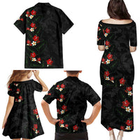 Hawaiian Taro Leaves-Hibiscus and Plumeria Family Matching Puletasi and Hawaiian Shirt Floral Tribal Tattoo Motif LT03 - Polynesian Pride
