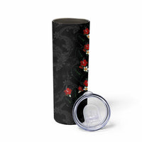 Hawaiian Taro Leaves-Hibiscus and Plumeria Skinny Tumbler Floral Tribal Tattoo Motif