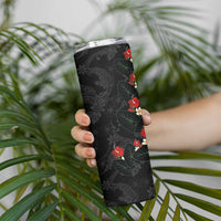 Hawaiian Taro Leaves-Hibiscus and Plumeria Skinny Tumbler Floral Tribal Tattoo Motif