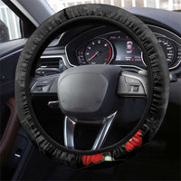 Hawaiian Taro Leaves-Hibiscus and Plumeria Steering Wheel Cover Floral Tribal Tattoo Motif