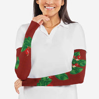 Hawaiian Taro Leaves-Hibiscus and Plumeria Arm Sleeves Polynesian Art-Kakau Tattoo Red