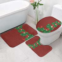Hawaiian Taro Leaves-Hibiscus and Plumeria Bathroom Set Polynesian Art-Kakau Tattoo Red LT03 - Polynesian Pride