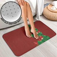 Hawaiian Taro Leaves-Hibiscus and Plumeria Bathroom Set Polynesian Art-Kakau Tattoo Red LT03 - Polynesian Pride