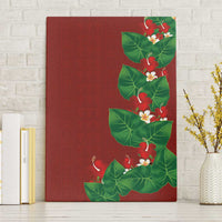 Hawaiian Taro Leaves-Hibiscus and Plumeria Canvas Wall Art Polynesian Art-Kakau Tattoo Red