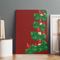 Hawaiian Taro Leaves-Hibiscus and Plumeria Canvas Wall Art Polynesian Art-Kakau Tattoo Red