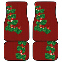 Hawaiian Taro Leaves-Hibiscus and Plumeria Car Mats Polynesian Art-Kakau Tattoo Red
