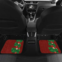 Hawaiian Taro Leaves-Hibiscus and Plumeria Car Mats Polynesian Art-Kakau Tattoo Red
