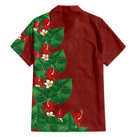 Hawaiian Taro Leaves-Hibiscus and Plumeria Family Matching Mermaid Dress and Hawaiian Shirt Polynesian Art-Kakau Tattoo Red LT03 - Polynesian Pride