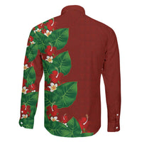 Hawaiian Taro Leaves-Hibiscus and Plumeria Family Matching Mermaid Dress and Hawaiian Shirt Polynesian Art-Kakau Tattoo Red LT03 - Polynesian Pride