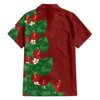 Hawaiian Taro Leaves-Hibiscus and Plumeria Family Matching Off Shoulder Maxi Dress and Hawaiian Shirt Polynesian Art-Kakau Tattoo Red LT03 - Polynesian Pride