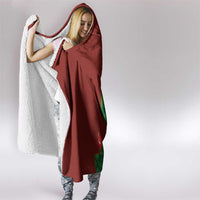 Hawaiian Taro Leaves-Hibiscus and Plumeria Hooded Blanket Polynesian Art-Kakau Tattoo Red