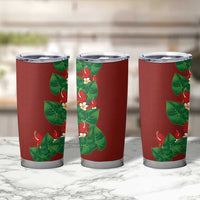 Hawaiian Taro Leaves-Hibiscus and Plumeria Tumbler Cup Polynesian Art-Kakau Tattoo Red