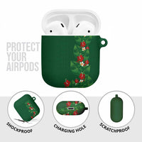 Hawaiian Taro Leaves-Hibiscus and Plumeria AirPods Case Polynesian Art-Kakau Tattoo Green