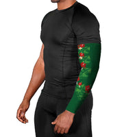 Hawaiian Taro Leaves-Hibiscus and Plumeria Arm Sleeves Polynesian Art-Kakau Tattoo Green