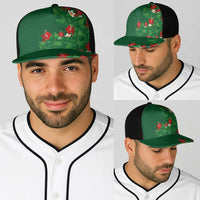 Hawaiian Taro Leaves-Hibiscus and Plumeria Baseball Net Cap Polynesian Art-Kakau Tattoo Green