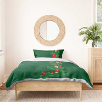 Hawaiian Taro Leaves-Hibiscus and Plumeria Bedding Set Polynesian Art-Kakau Tattoo Green