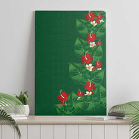 Hawaiian Taro Leaves-Hibiscus and Plumeria Canvas Wall Art Polynesian Art-Kakau Tattoo Green