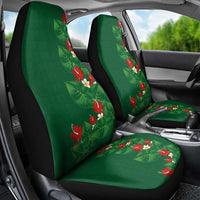 Hawaiian Taro Leaves-Hibiscus and Plumeria Car Seat Cover Polynesian Art-Kakau Tattoo Green